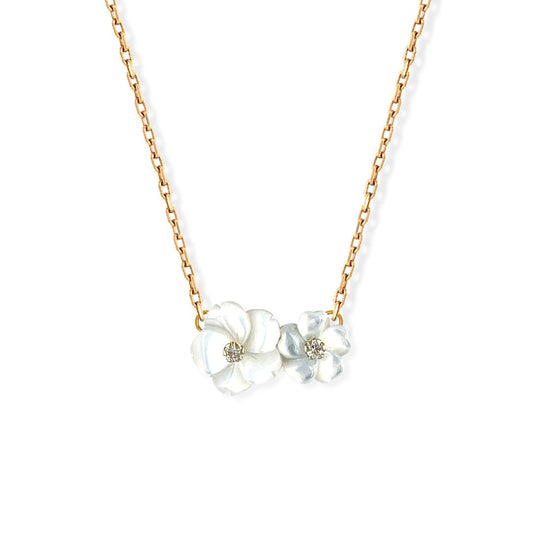White Double Floral Necklace - Baby FitaihiWhite Double Floral Necklace