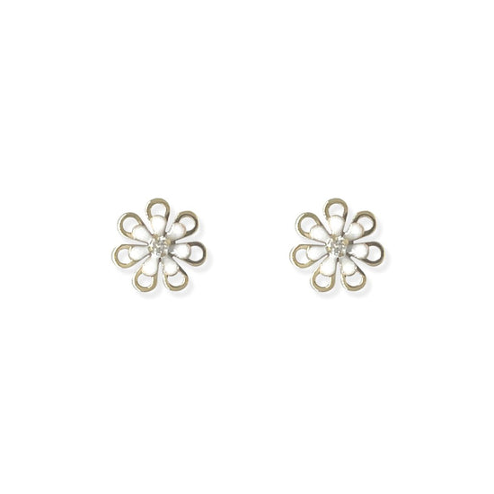 White Flower Enamel Earrings - Baby FitaihiWhite Flower Enamel Earrings