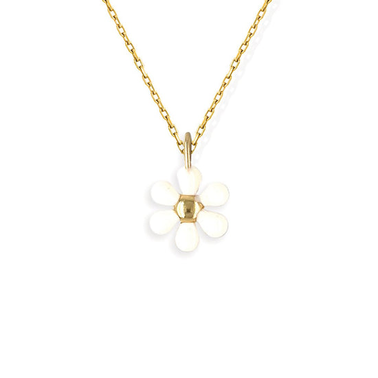 White Flower Gold and Diamond Necklace - Baby FitaihiWhite Flower Gold and Diamond Necklace