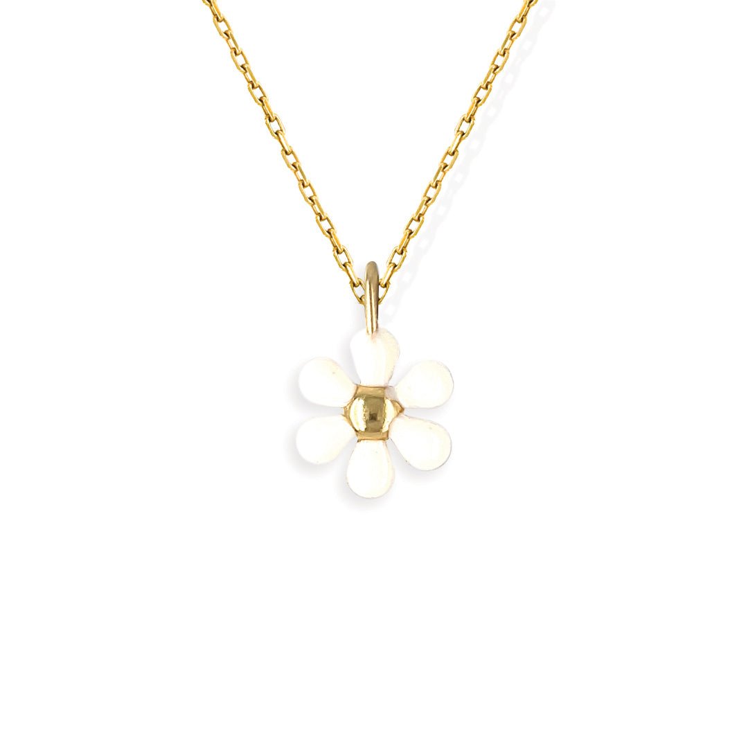 White Flower Gold and Diamond Necklace - Baby FitaihiWhite Flower Gold and Diamond Necklace