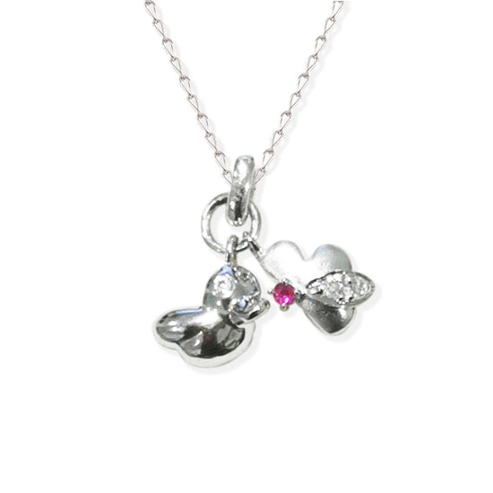 White Gold and Ruby Necklace - Baby FitaihiWhite Gold and Ruby Necklace