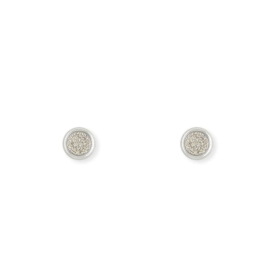 White Gold Round shape Earring - Baby FitaihiWhite Gold Round shape Earring