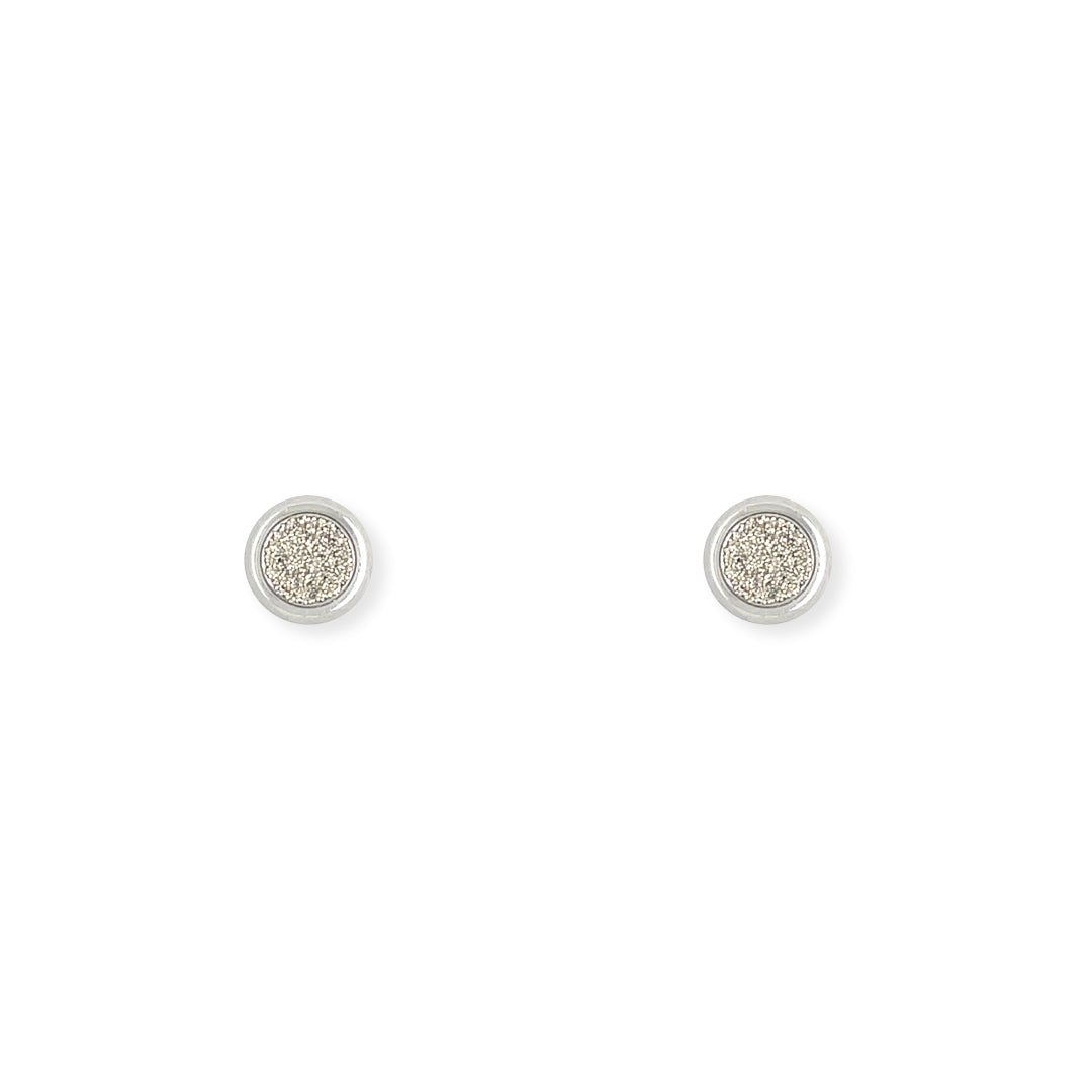 White Gold Round shape Earring - Baby FitaihiWhite Gold Round shape Earring