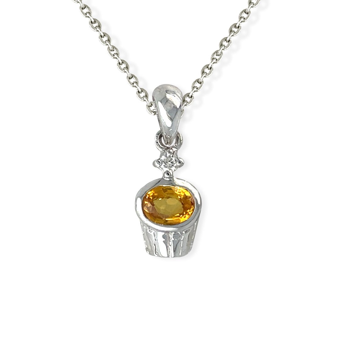 Yellow Sapphire Cupcake Necklace - Baby FitaihiYellow Sapphire Cupcake Necklace