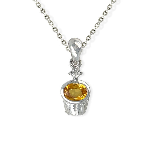 Yellow Sapphire Cupcake Necklace - Baby FitaihiYellow Sapphire Cupcake Necklace