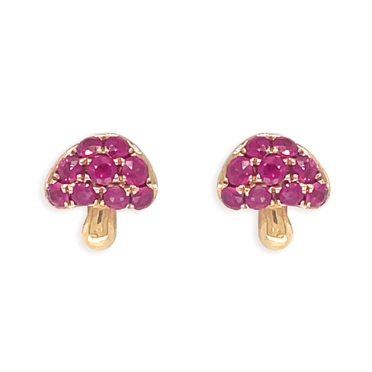 Pink Sapphire Mushroom Earrings - Baby Fitaihi