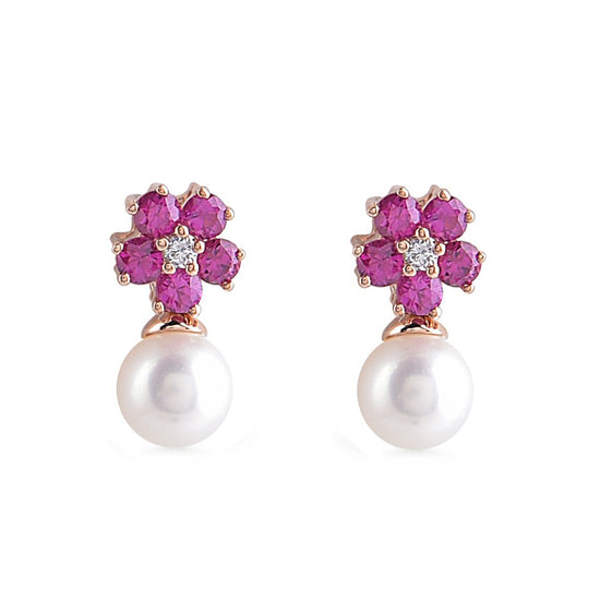 Roses Pink Sapphire Earrings - Baby Fitaihi