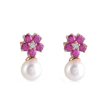Roses Pink Sapphire Earrings - Baby Fitaihi