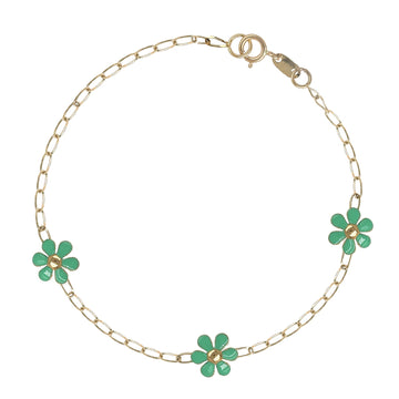 Baby Green Enamel Flower Bracelet - Baby FitaihiBaby Green Enamel Flower Bracelet