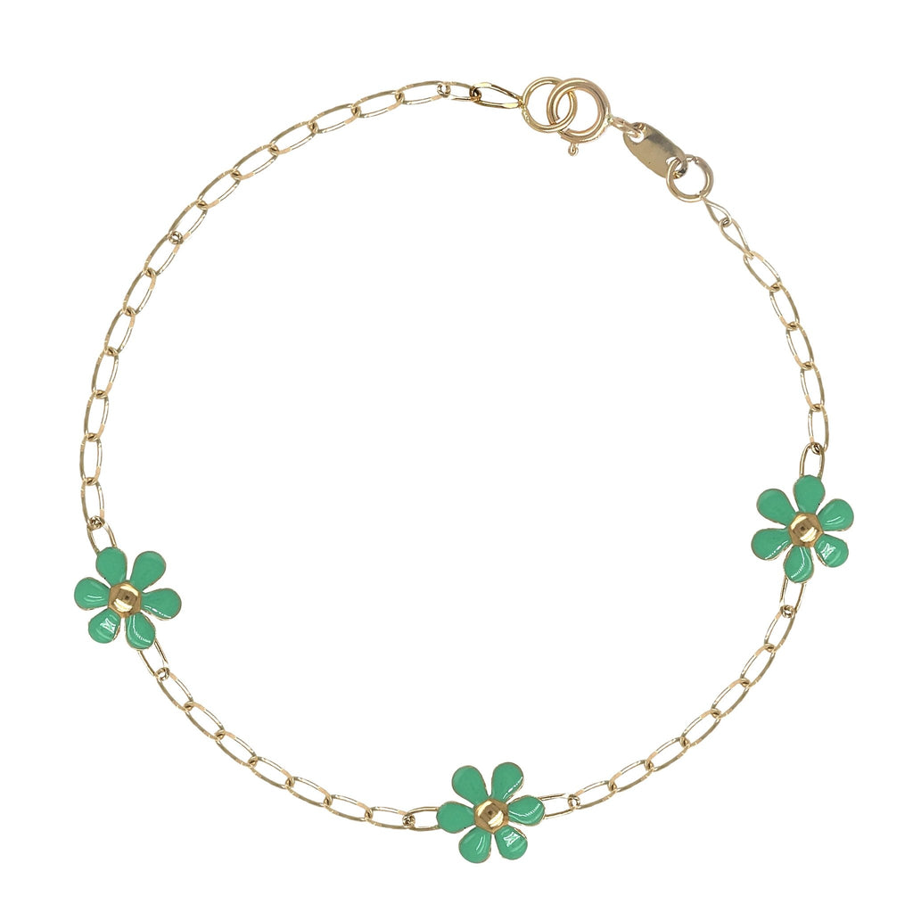 Baby Green Enamel Flower Bracelet - Baby FitaihiBaby Green Enamel Flower Bracelet