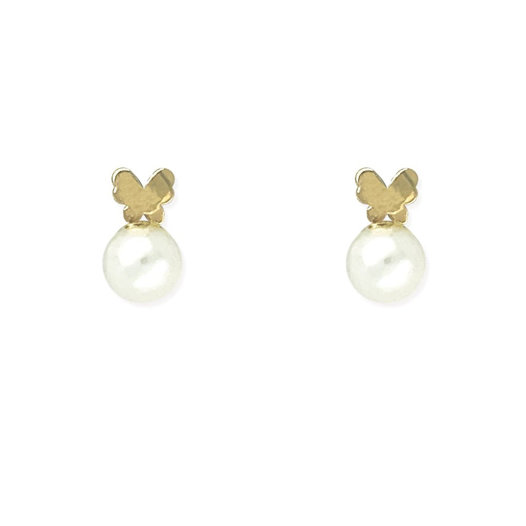 Butterfly & Pearl Earrings - Baby FitaihiButterfly & Pearl Earrings