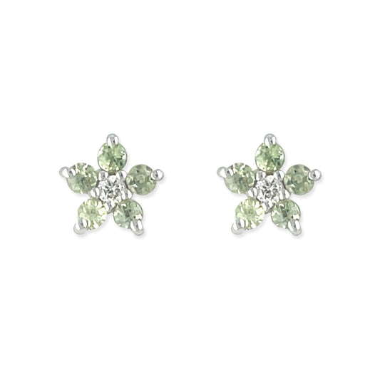 Diamond and Green Sapphire Rose Set - Baby FitaihiDiamond and Green Sapphire Rose Set