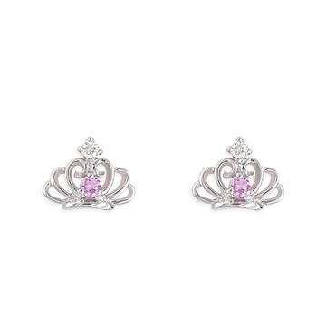 Diamond and Pink Sapphire Earrings - Baby FitaihiDiamond and Pink Sapphire Earrings