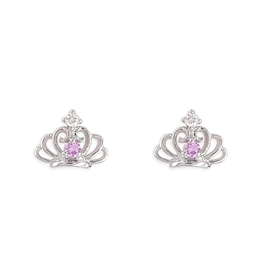 Diamond and Pink Sapphire Earrings - Baby FitaihiDiamond and Pink Sapphire Earrings