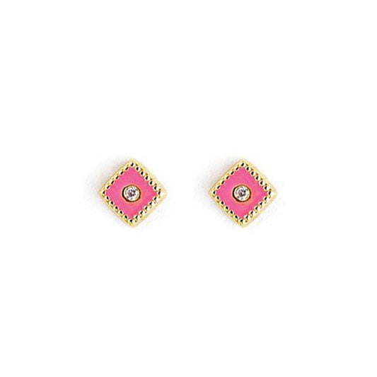 Diamond Shape Gold Earrings - Baby FitaihiDiamond Shape Gold Earrings