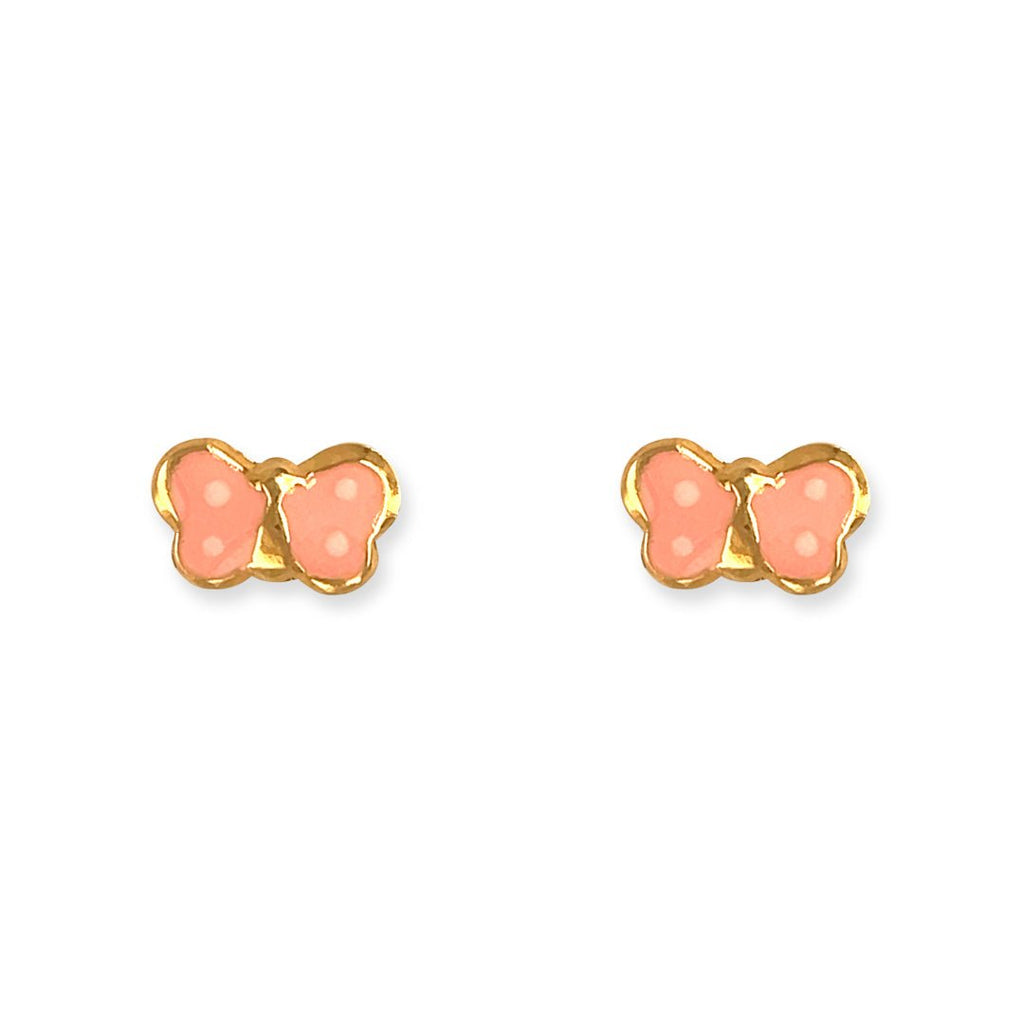 Dotted Pink Butterfly Stud - Baby FitaihiDotted Pink Butterfly Stud
