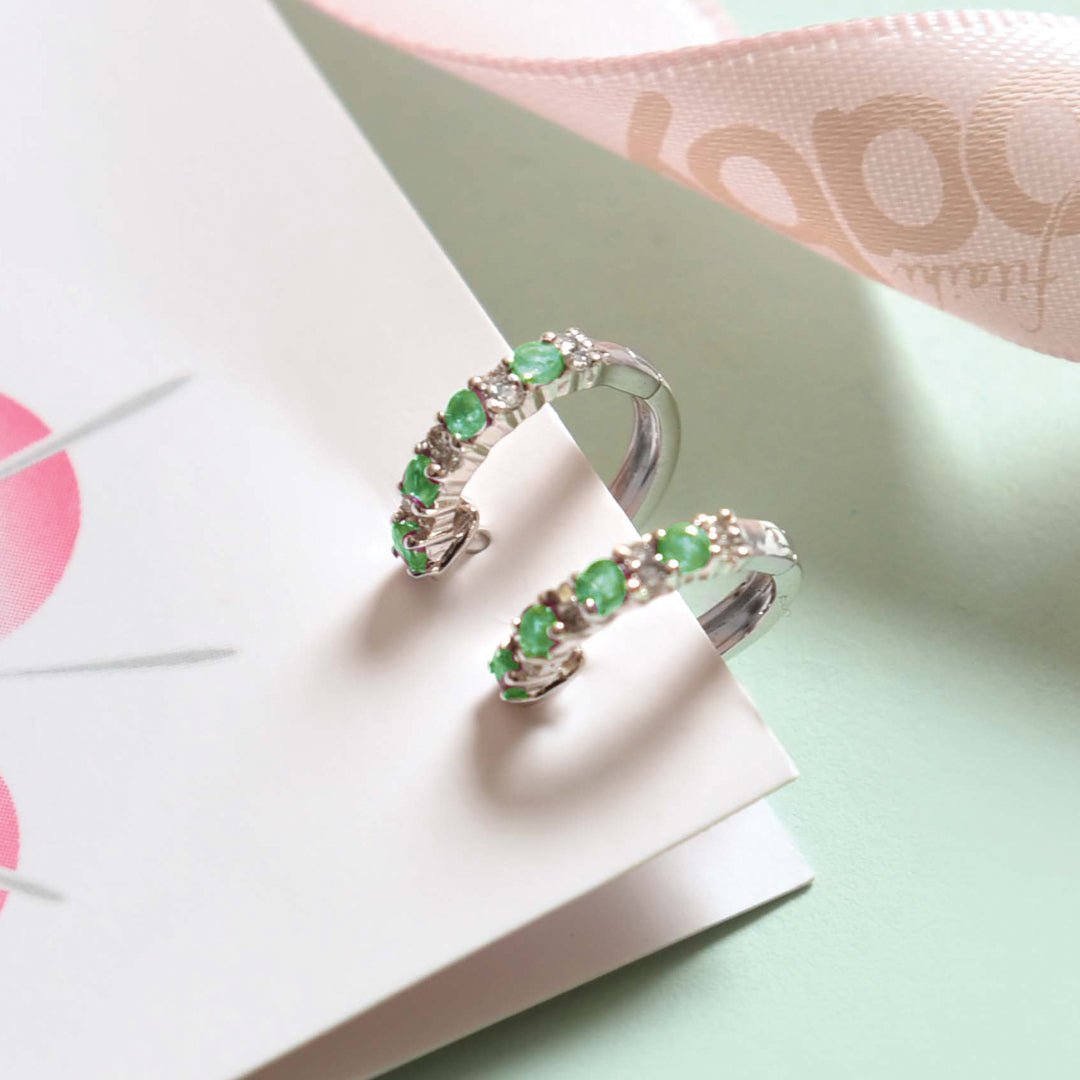 Emerald Diamond Earrings - Baby FitaihiEmerald Diamond Earrings