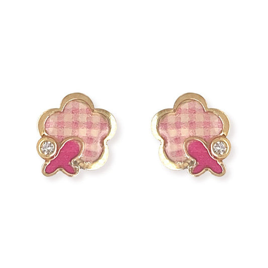 Flower Chequered Earrings - Baby FitaihiFlower Chequered Earrings