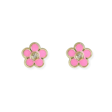 Flower shape Gold an Diamond Earrings - Baby FitaihiFlower shape Gold an Diamond Earrings