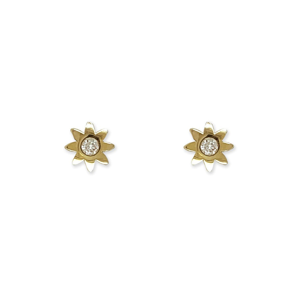 Flower shape Gold and Diamond Earrings - Baby FitaihiFlower shape Gold and Diamond Earrings