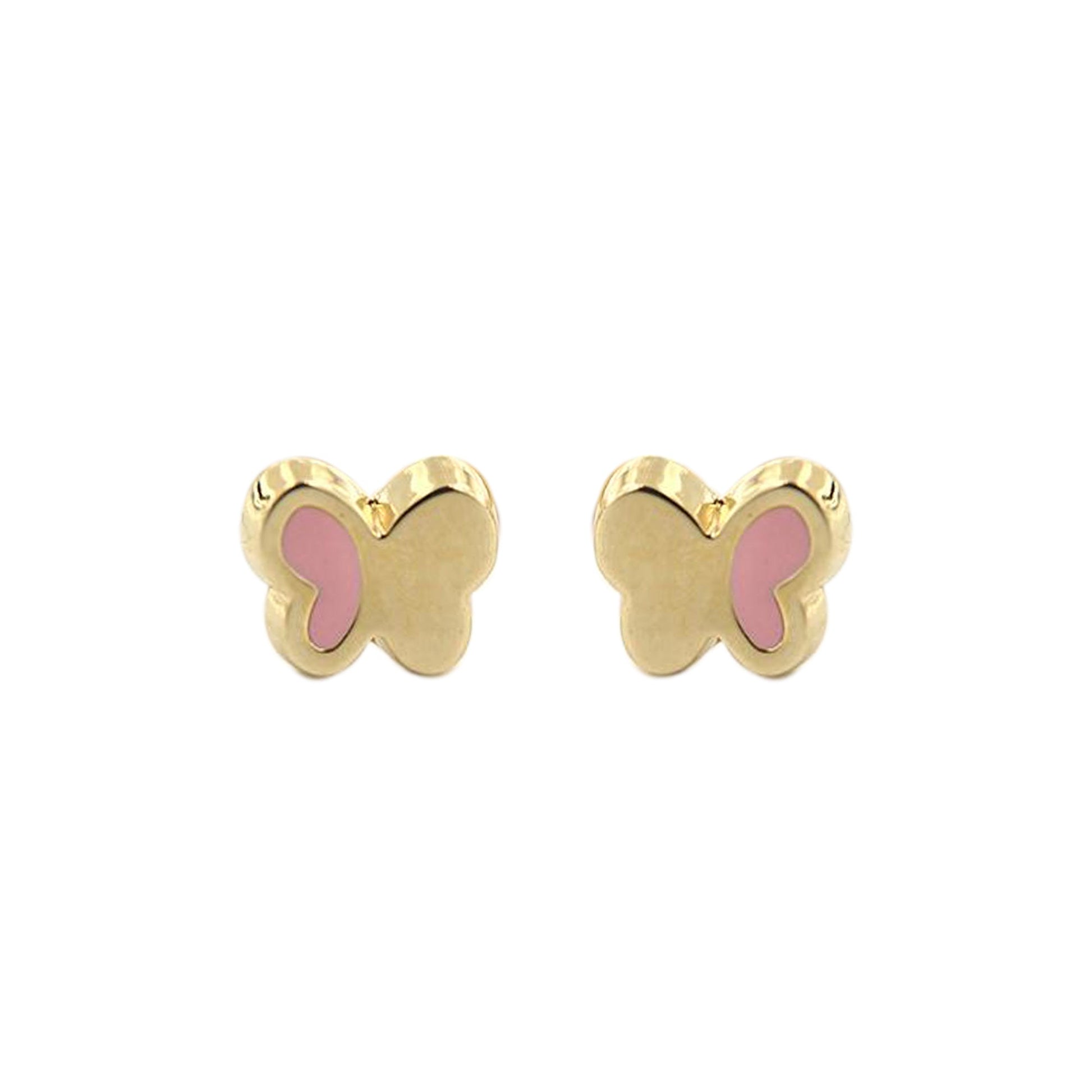 Gold & Pink Butterfly Earrings - Baby FitaihiGold & Pink Butterfly Earrings