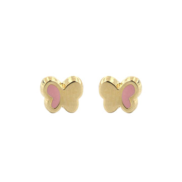 Gold & Pink Butterfly Earrings - Baby FitaihiGold & Pink Butterfly Earrings