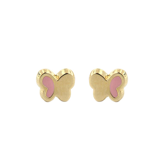 Gold & Pink Butterfly Earrings - Baby FitaihiGold & Pink Butterfly Earrings