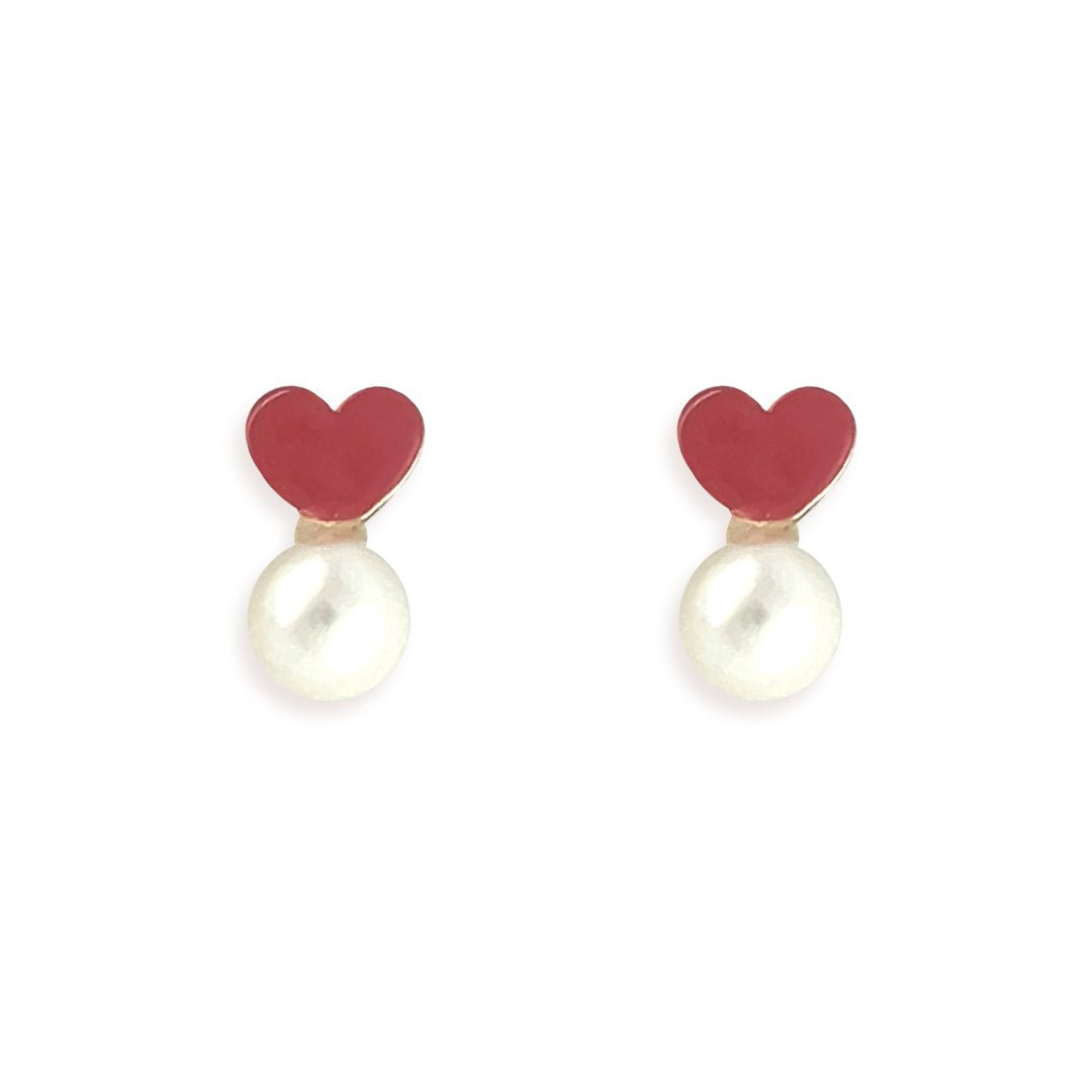 Heart Pearl Earrings - Baby FitaihiHeart Pearl Earrings