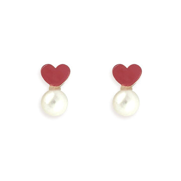 Heart Pearl Earrings - Baby FitaihiHeart Pearl Earrings