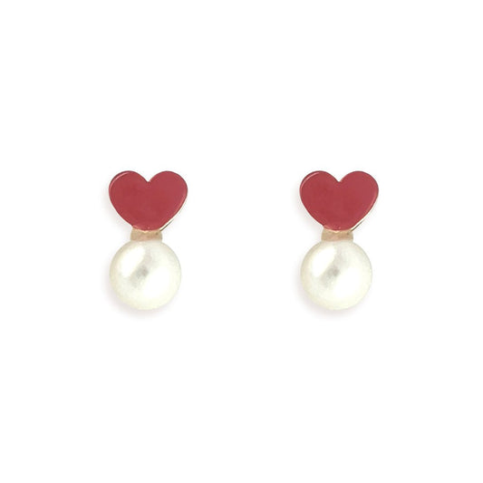 Heart Pearl Earrings - Baby FitaihiHeart Pearl Earrings