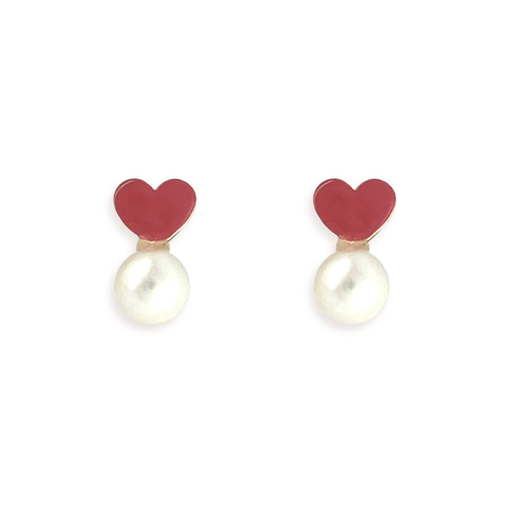 Heart Pearl Earrings - Baby FitaihiHeart Pearl Earrings