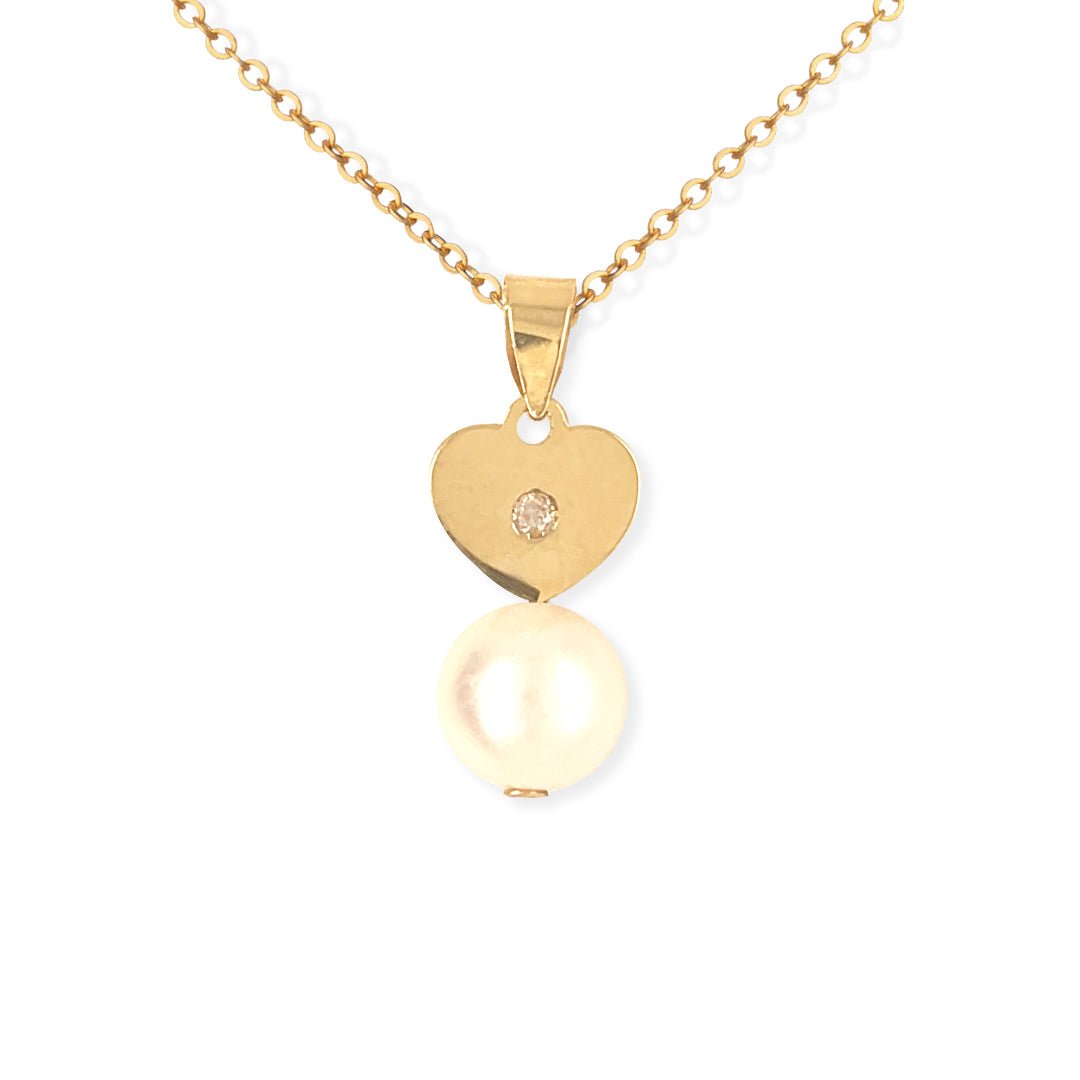 Heart Pearl Necklace - Baby FitaihiHeart Pearl Necklace