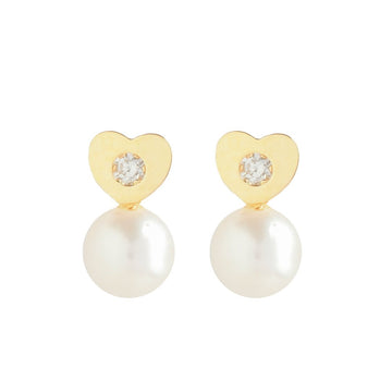 Heart-Shaped Pearl Earrings - Baby FitaihiHeart-Shaped Pearl Earrings