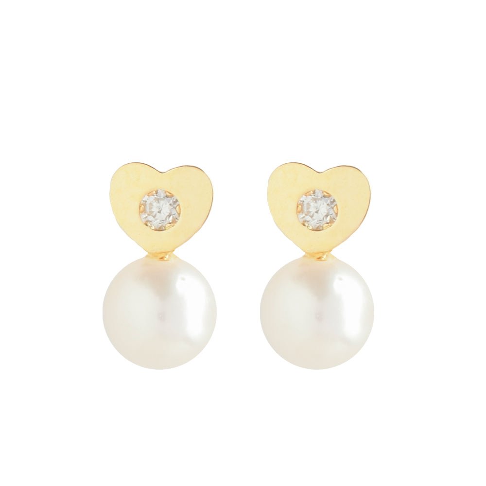 Heart-Shaped Pearl Earrings - Baby FitaihiHeart-Shaped Pearl Earrings