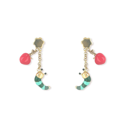 Joyful Apple Worm Earring - Baby FitaihiJoyful Apple Worm Earring