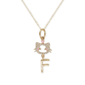 "Maya The Kitten" Necklace With The Letter "F" - Baby Fitaihi"Maya The Kitten" Necklace With The Letter "F"