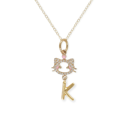 "Maya The Kitten" Necklace With The Letter "K" - Baby Fitaihi"Maya The Kitten" Necklace With The Letter "K"