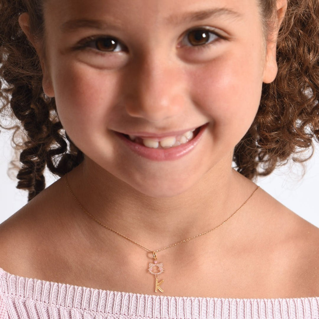 "Maya The Kitten" Necklace With The Letter "K" - Baby Fitaihi"Maya The Kitten" Necklace With The Letter "K"