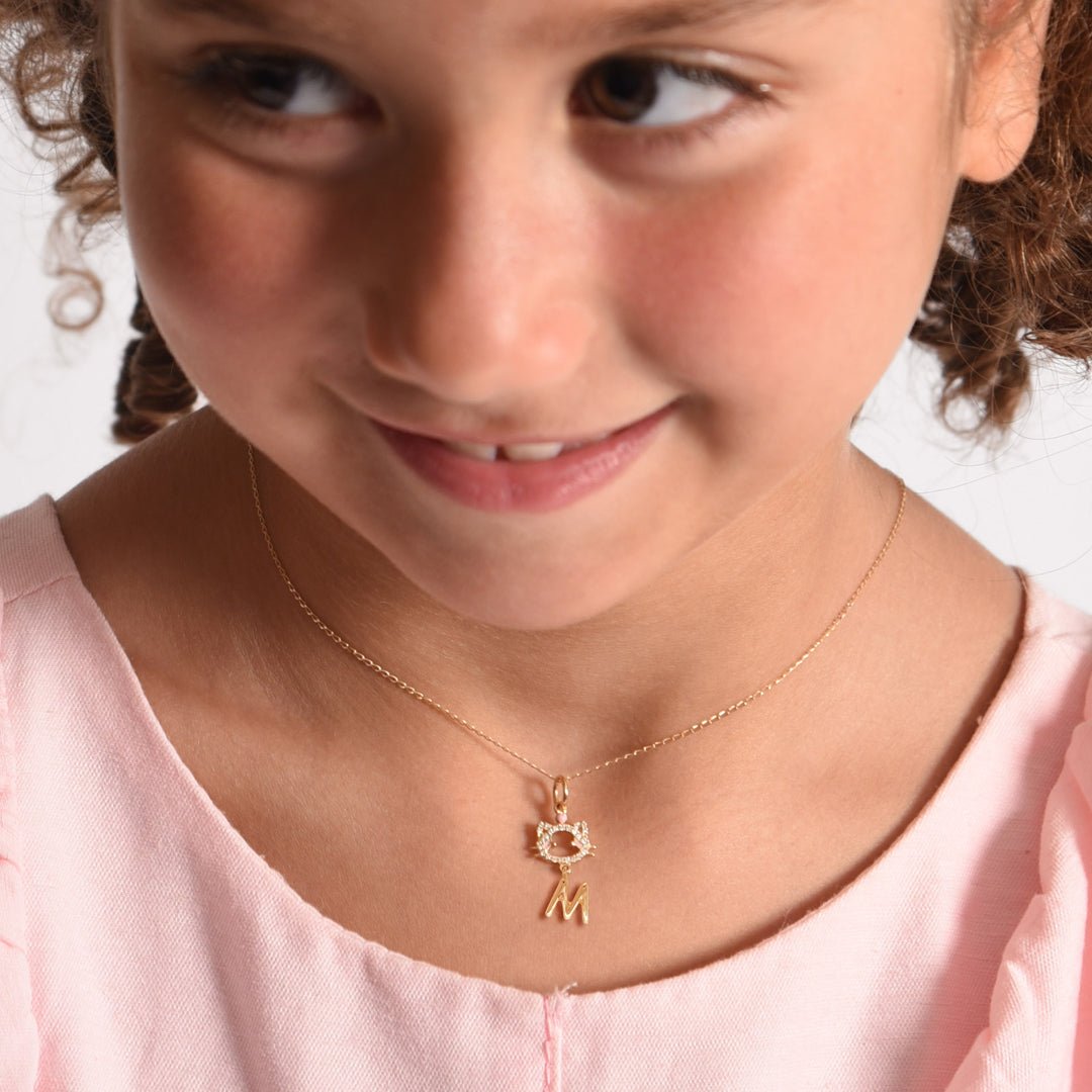 "Maya The Kitten" Necklace With The Letter "M" - Baby Fitaihi"Maya The Kitten" Necklace With The Letter "M"