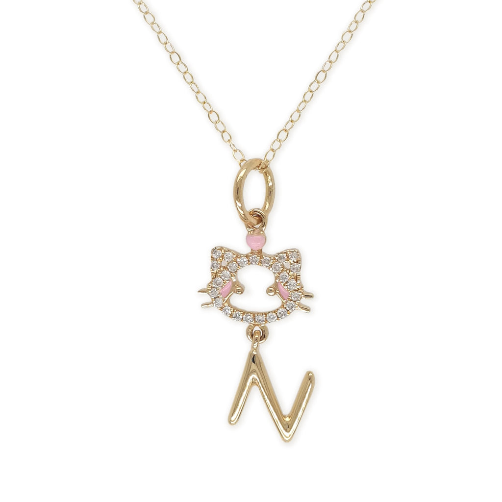 "Maya The Kitten" Necklace With The Letter "N" - Baby Fitaihi"Maya The Kitten" Necklace With The Letter "N"