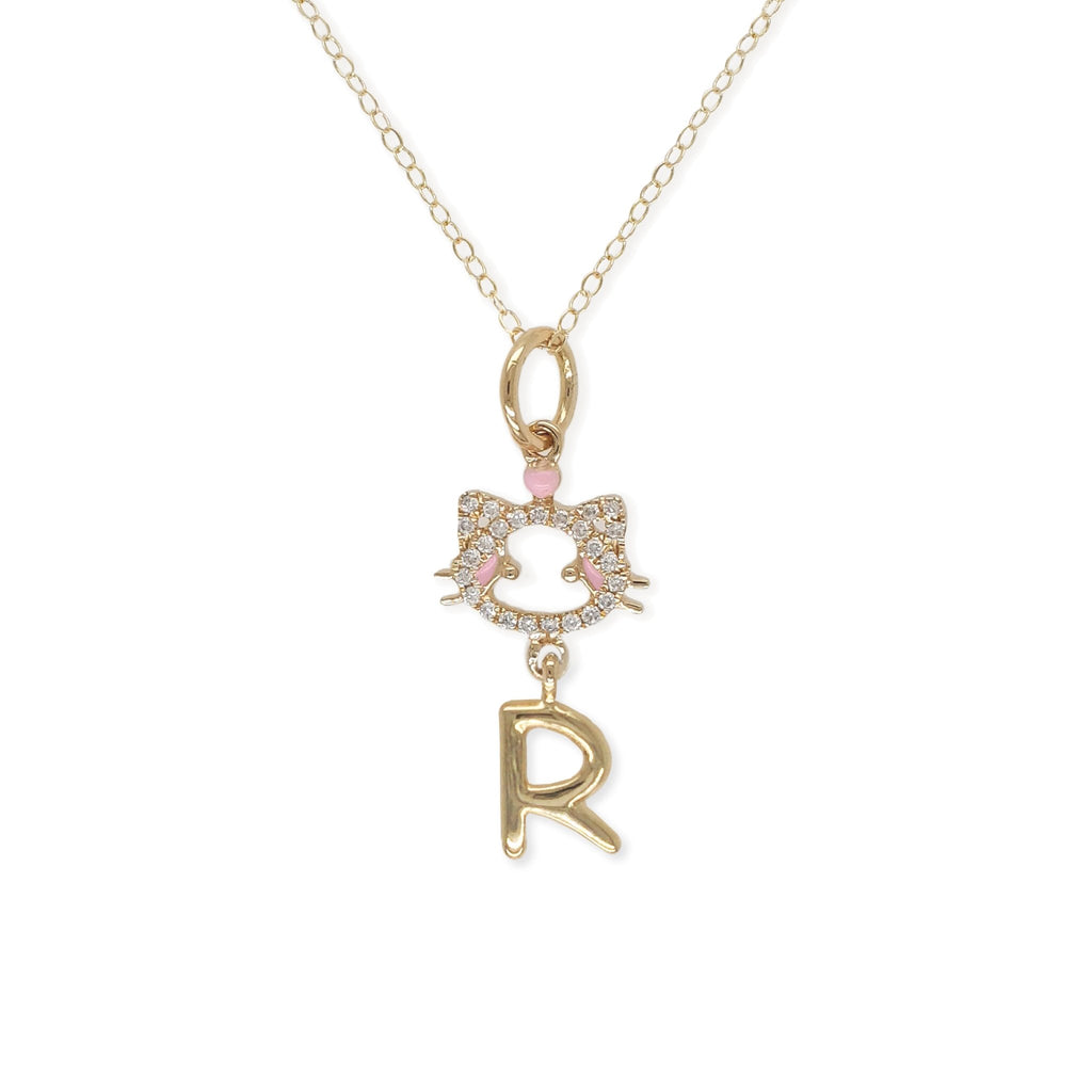 "Maya The Kitten" Necklace With The Letter "R" - Baby Fitaihi"Maya The Kitten" Necklace With The Letter "R"