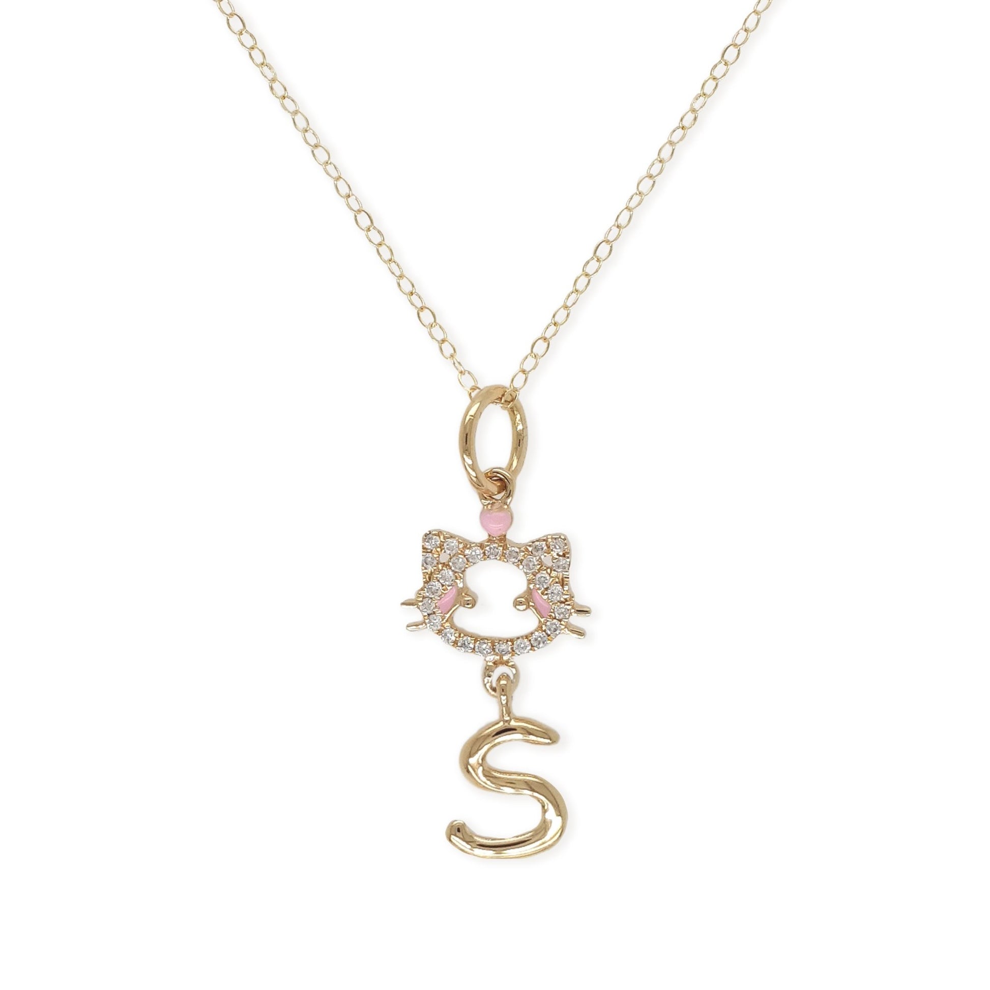 "Maya The Kitten" Necklace With The Letter "S" - Baby Fitaihi"Maya The Kitten" Necklace With The Letter "S"