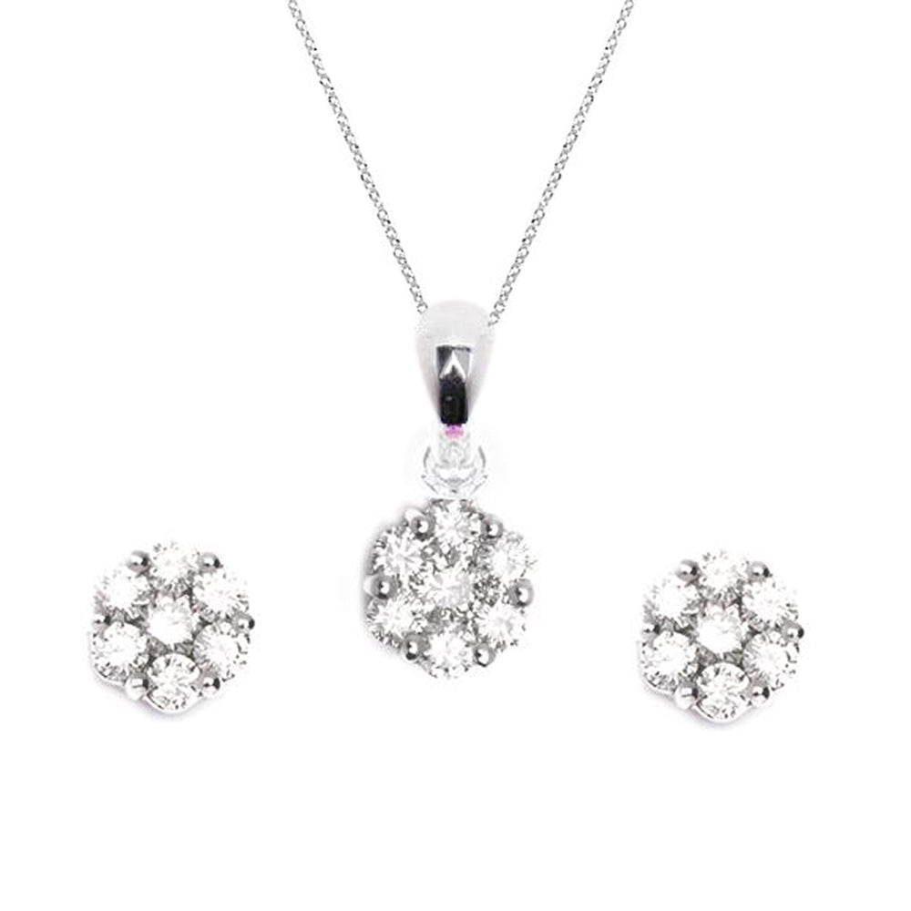 Necklace & Earrings Diamond Round Set - Baby FitaihiNecklace & Earrings Diamond Round Set