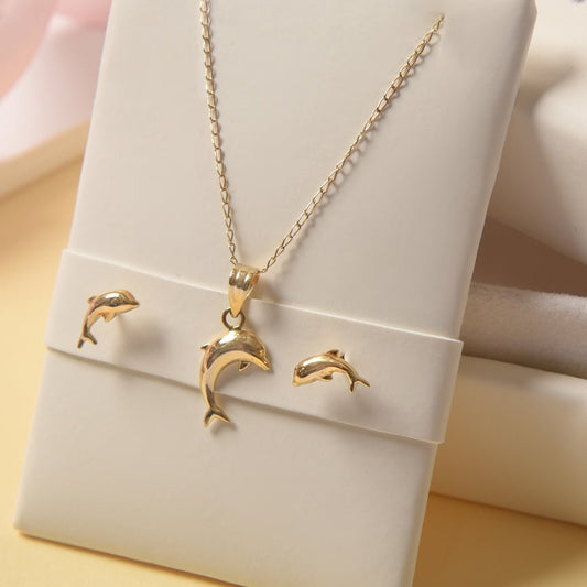 Necklace & Earrings Dolphin Set - Baby FitaihiNecklace & Earrings Dolphin Set