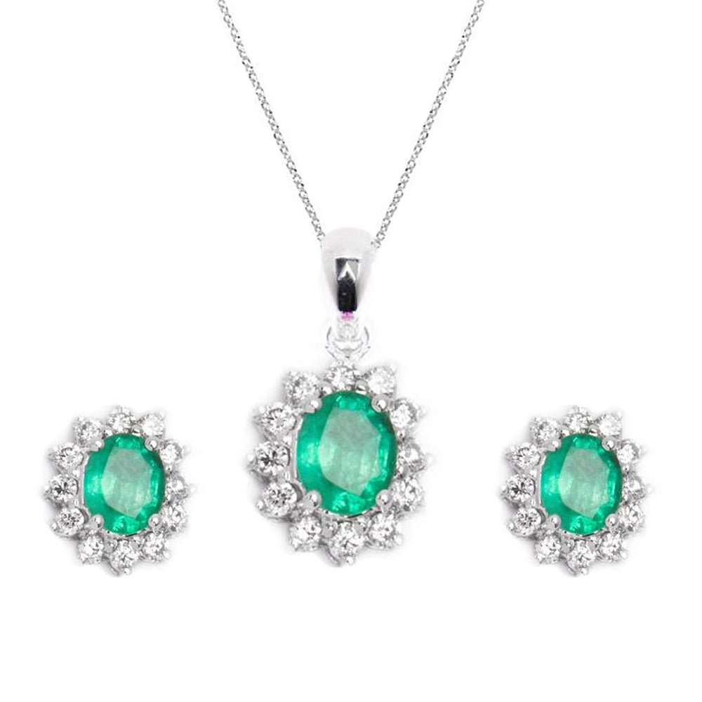 Necklace & Earrings Emerald Set - Baby FitaihiNecklace & Earrings Emerald Set