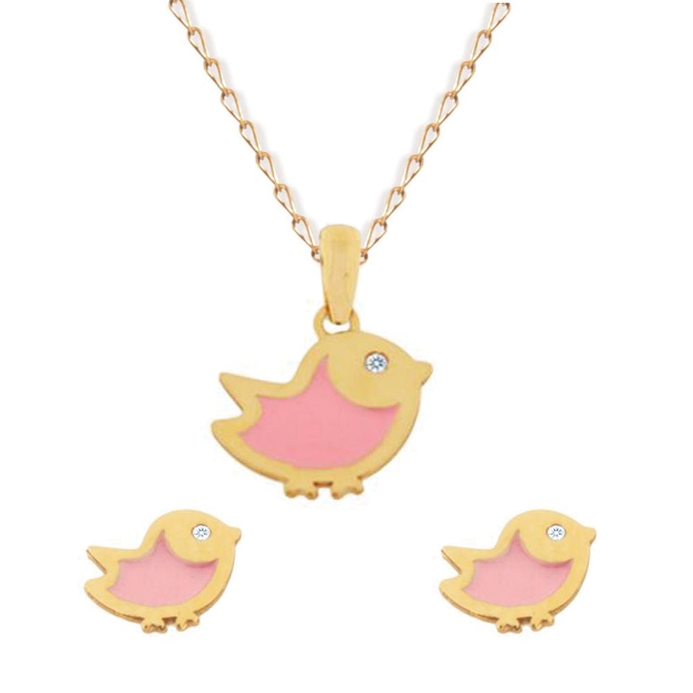 Necklace & Earrings Little Pink Birdie Set - Baby FitaihiNecklace & Earrings Little Pink Birdie Set