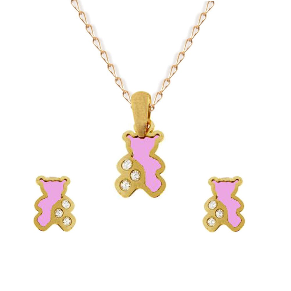 Necklace & Earrings Little Teddie Set - Baby FitaihiNecklace & Earrings Little Teddie Set
