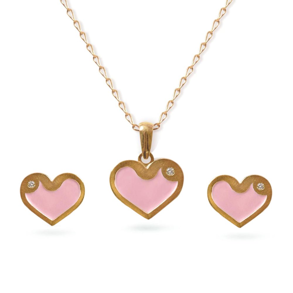 Necklace & Earrings Pink Heart Set - Baby FitaihiNecklace & Earrings Pink Heart Set