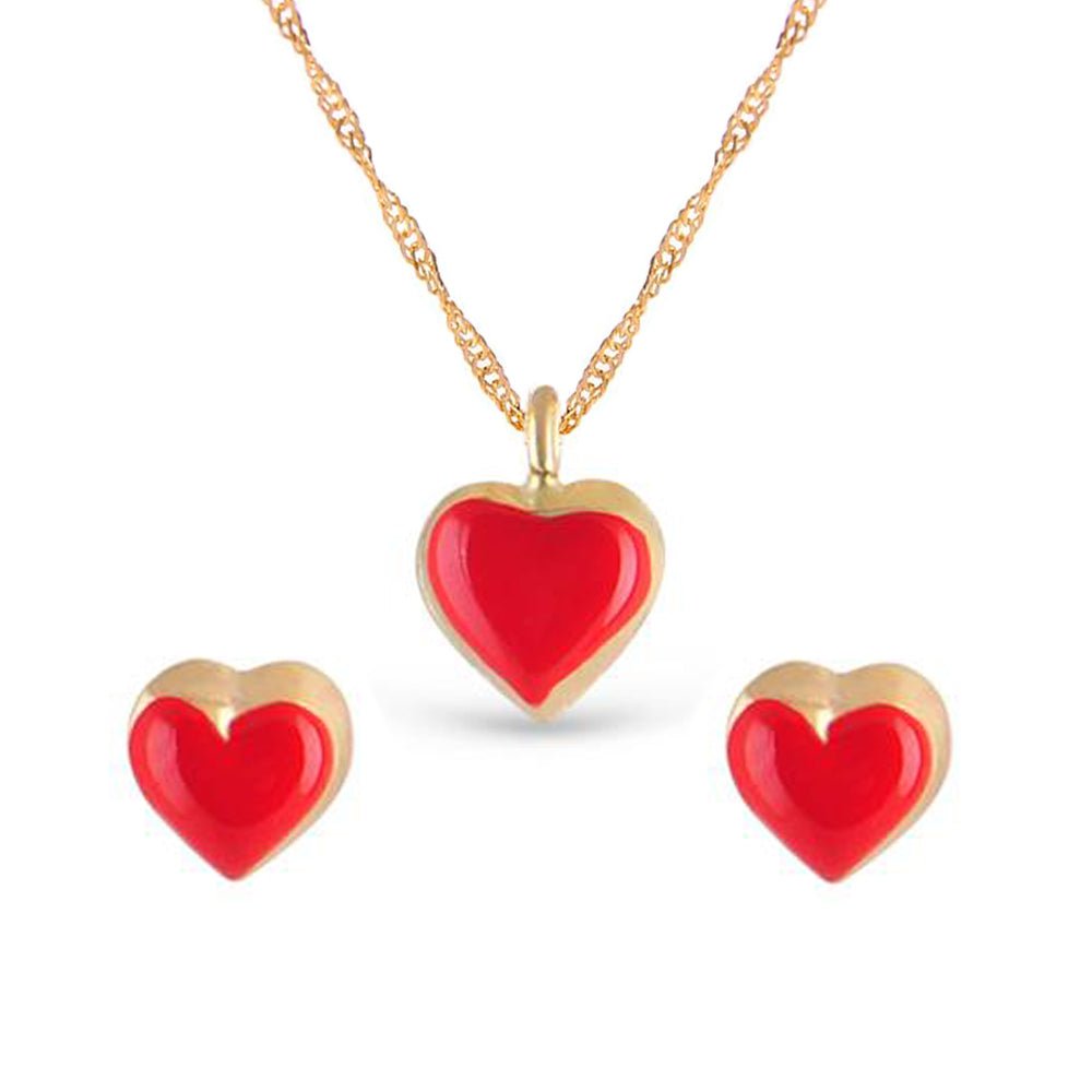 Necklace & Earrings Red Heart Set - Baby FitaihiNecklace & Earrings Red Heart Set