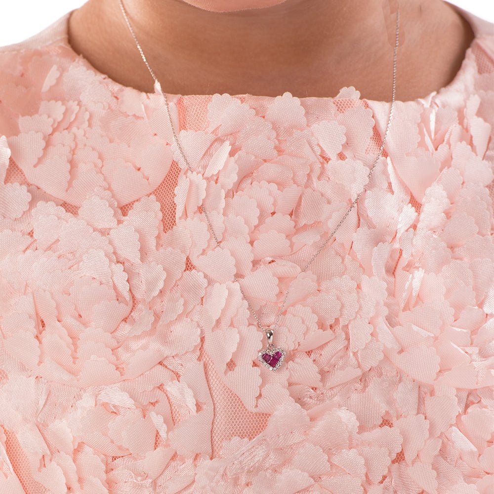 Necklace & Earrings Ruby Heart Set - Baby FitaihiNecklace & Earrings Ruby Heart Set